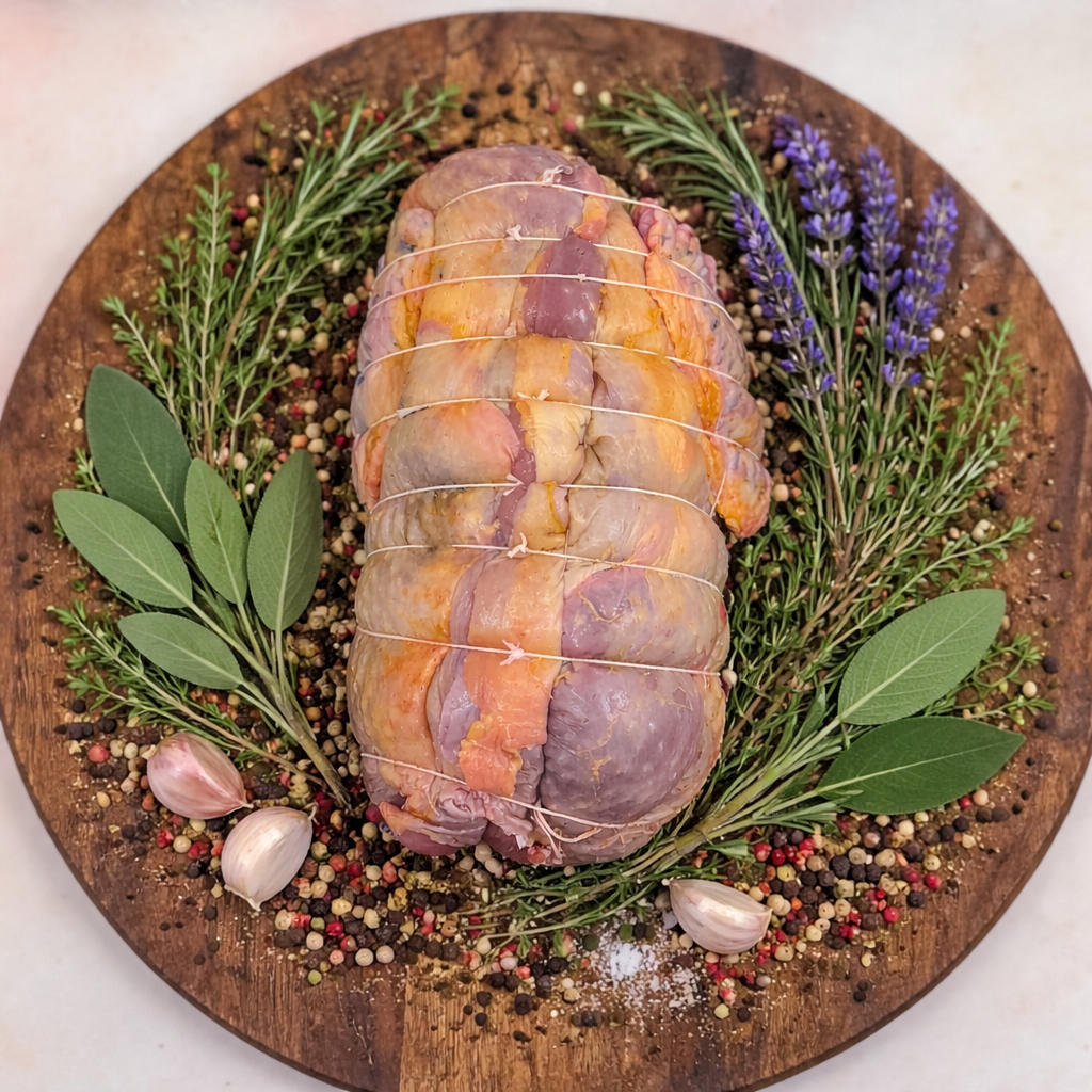 Rôti de pintade farci - Maison Raspide