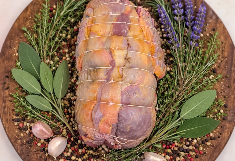 Rôti de pintade farci - Maison Raspide