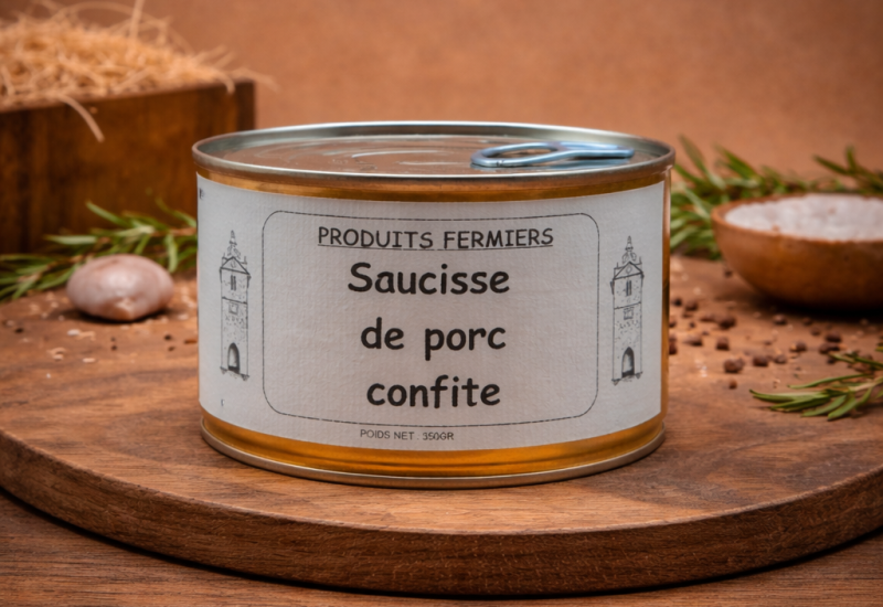 Saucisse de porc confite - Maison Raspide